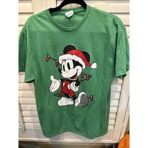 VINTAGE Delta Pro Weight‎ Disney Mickey Mouse Christmas Shirt Green Large